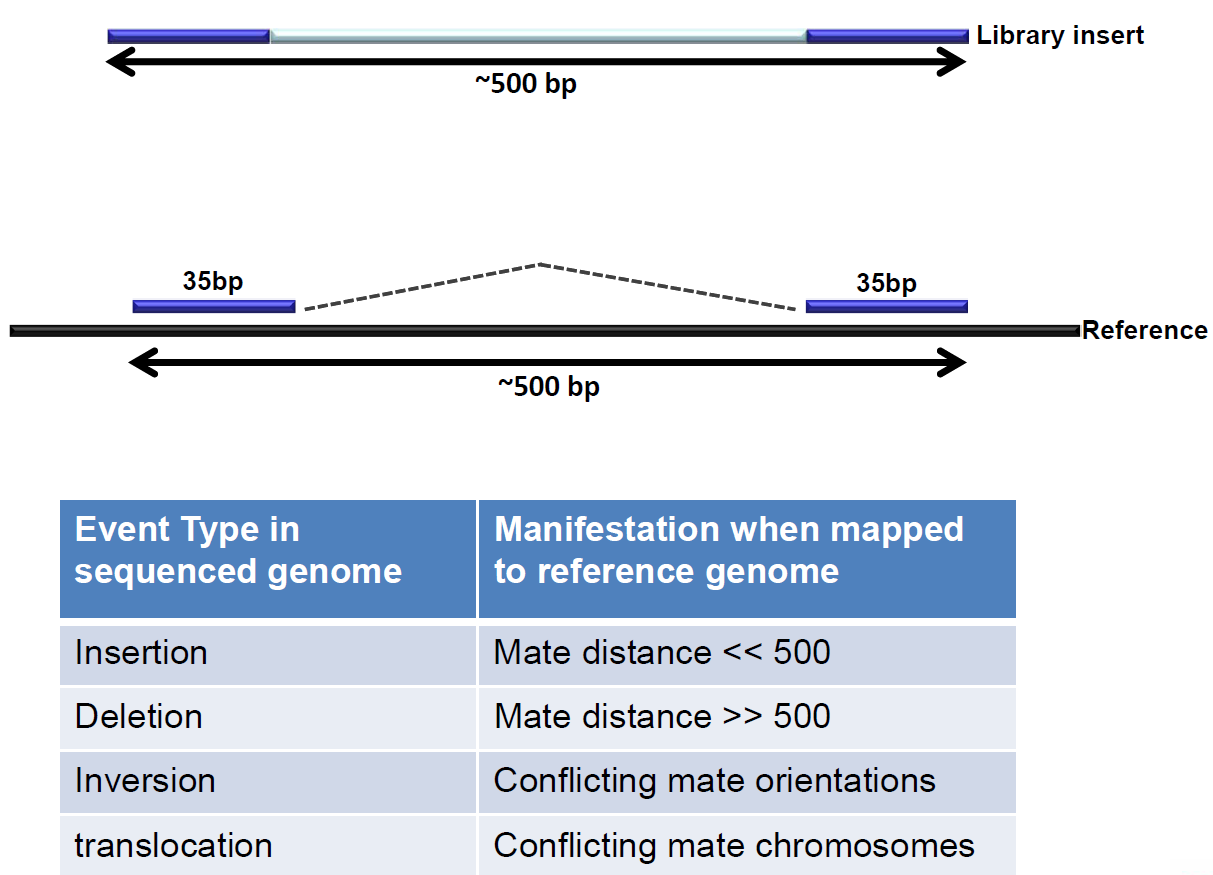 Figure 6: Paired end sequencing makes discovery of structural variants possible.